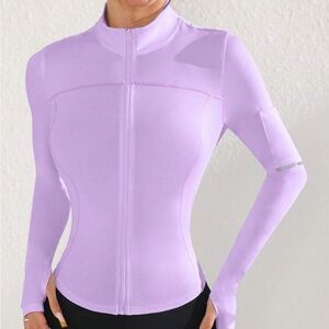 Lilac thumb hole athletic zip up jacket
